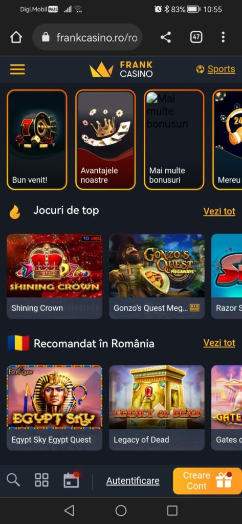 Jocuri mobile Frank casino